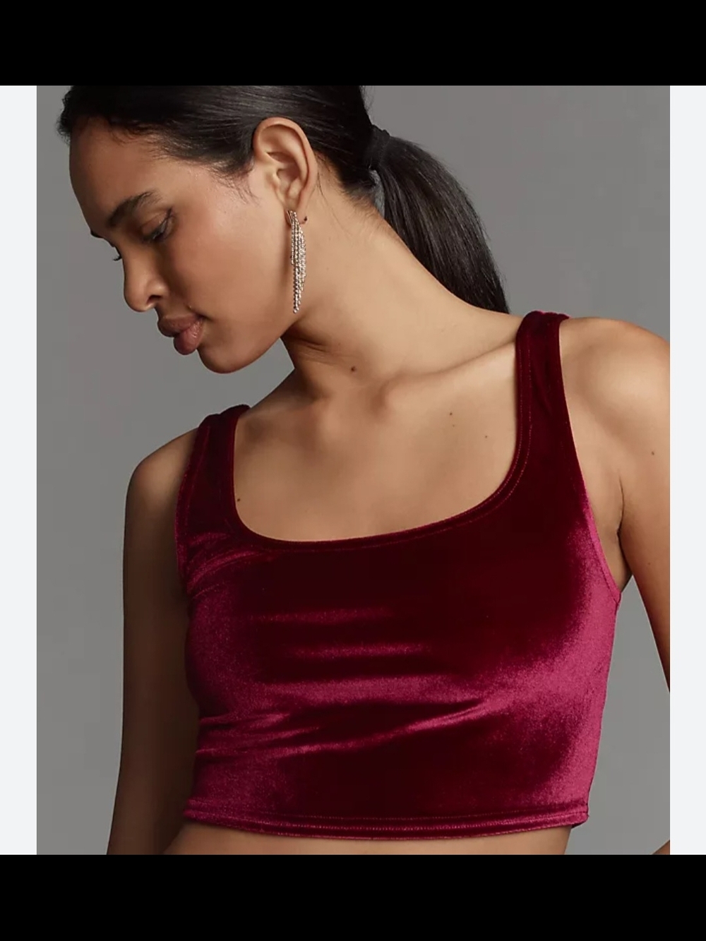 Anthropologie Velvet Crop Tank in Berry
